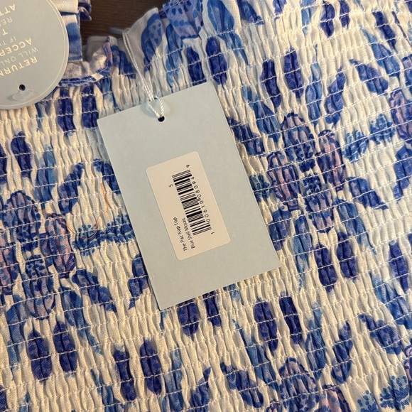 SET NWT HILL HOUSE HOME The Linen Cropped Paz Nap Top & skirt Blue Shell Mosaic - Picture 12 of 12